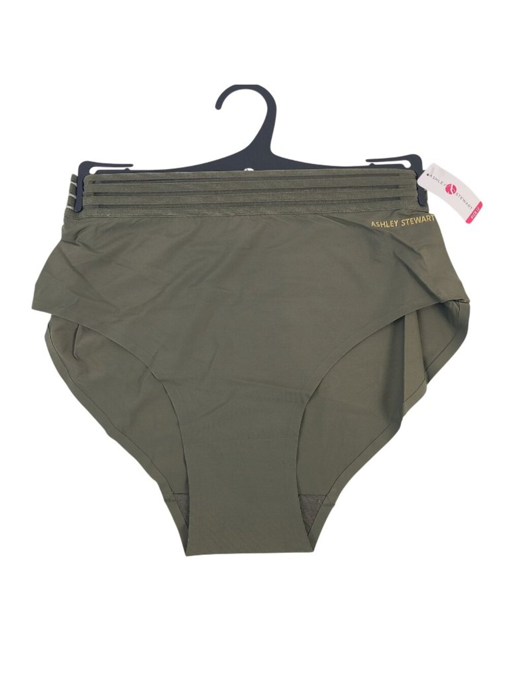 NEW Ashley Stewart Olive Green Mid-Rise Brief Panty Size 12 Seamless Design